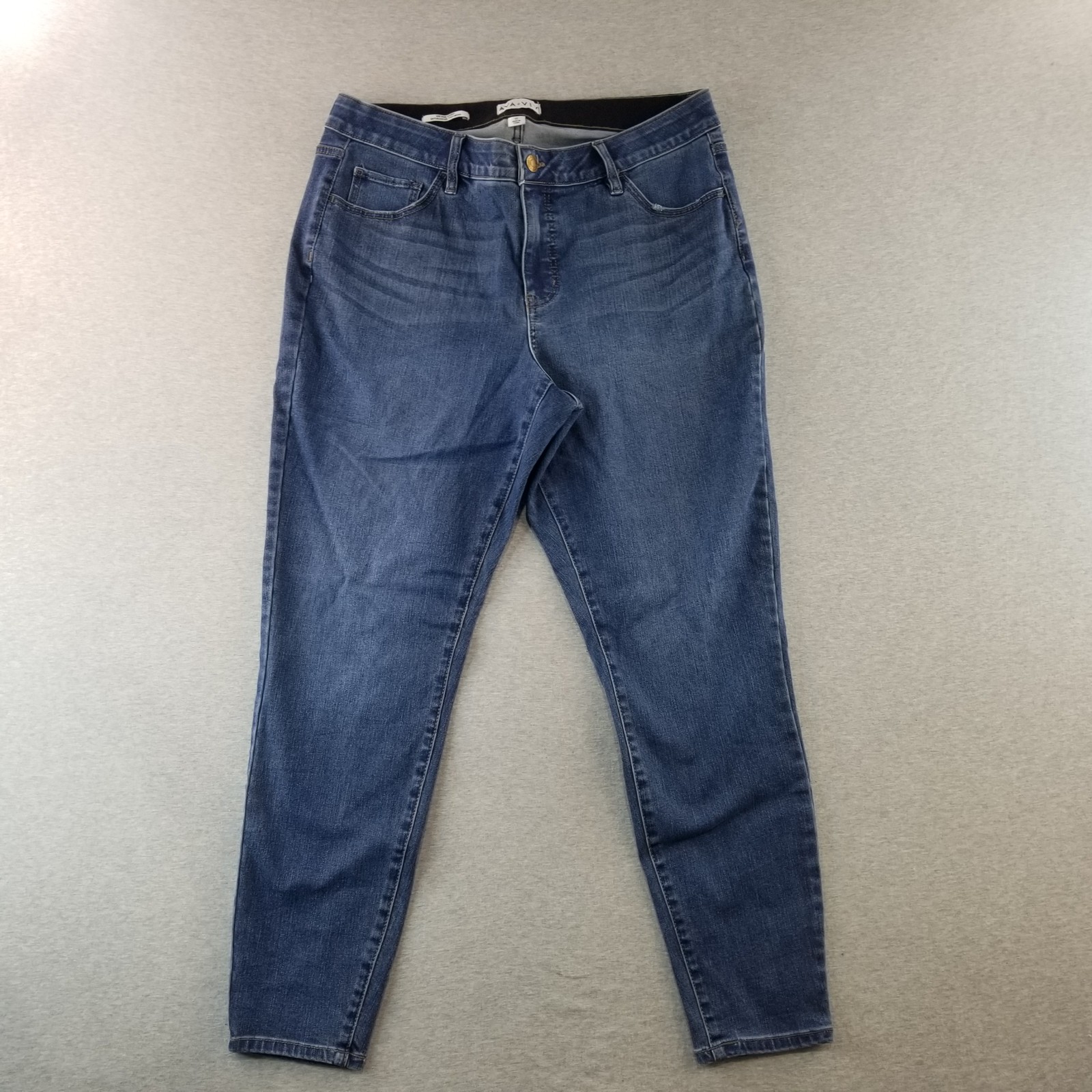 Ava & Viv Jeans Women's Sz 17 Dark Wash Stretch Band Waist Normcore Cute Trendy