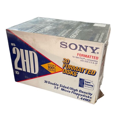 x30 NEW OLD STOCK Sony 2HD IBM Formatted 1.44 MB 3.5 In Floppy Disks