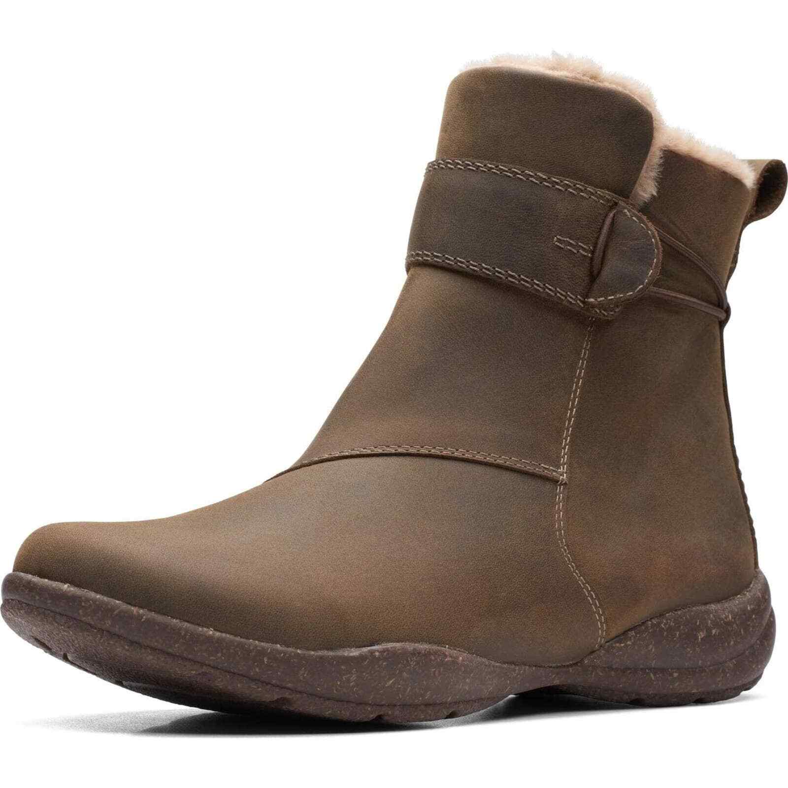 

Женские водонепроницаемые ботильоны Clarks Roseville на теплой подкладке из темно-серой кожи, США 8,5, Коричневый