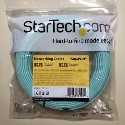 StarTech.com 15m OM4 LC to LC Multimode Duplex Fiber Optic Patch Cable- Aqua - 5