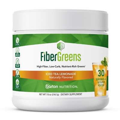 Barton Nutrition FiberGreens Iced Tea Lemonade 30 Servings Exp 12/24
