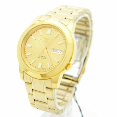 Pre-owned Seiko 5 Snkk20k1 Automatic Gold Tone Stainless Steel Analog Men's Watch