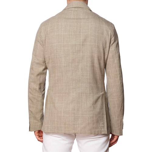 Pre-owned Sartoria Partenopea For Drinkwater's Gray Windowpane Linen Jacket Current M
