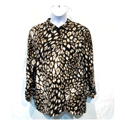 Vero Moda Top Womens 16 Plus Animal Print Button-Up Woven Relaxed Fit NEW!