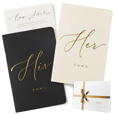 Wedding Vow Book for Her & Him Soft Touch Gold Foil Engraving 28 Lined Pages ...