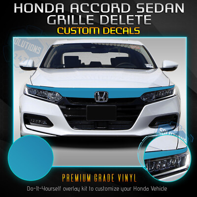 Front Grille Chrome Delete Overlay Vinyl For 2018-2020 Honda Accord - Flat Matte