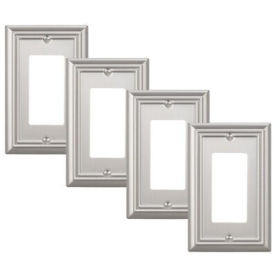 DEWENWILS 4-Pack Metal Wall Outlet Cover Decorator Wall Plates for Dimmer Switch