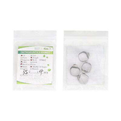 4PCS/Set Dental Ortho 1st Molar Bands Buccal Tube Roth.022 UL/UR/LL/LR 35#-40#