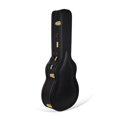 Crossrock Hard-Shell Wood Case for 17  Archtop Acoustic Jazz Guitars-Black