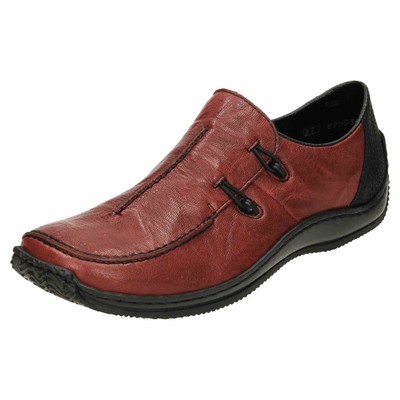 Rieker Slip on Flat Loafer Leather Shoes L1751-35 Red Comfort Casual Work | eBay