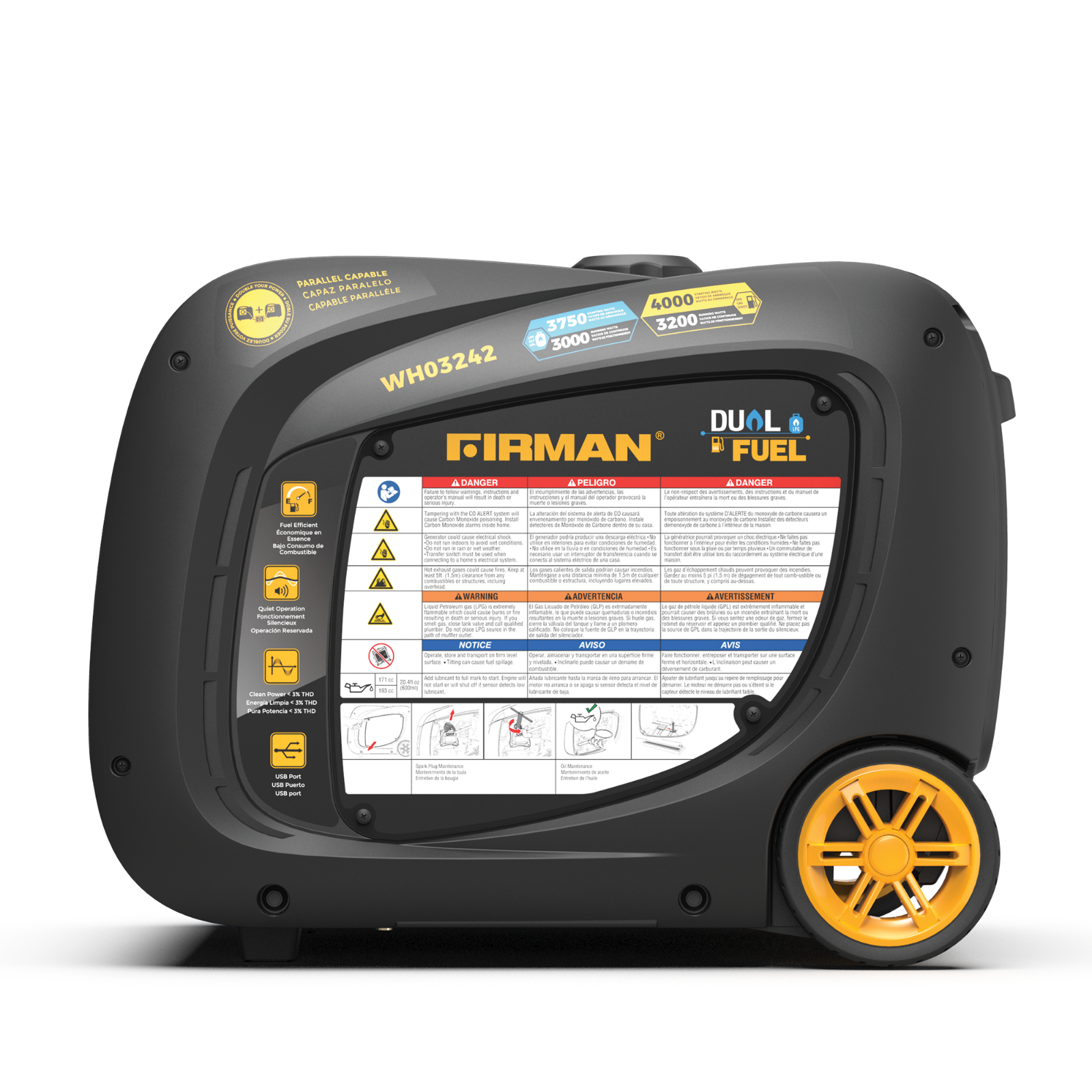 FIRMAN WH03242F 4000W Electric Start Dual Fuel Inverter Generator Re
