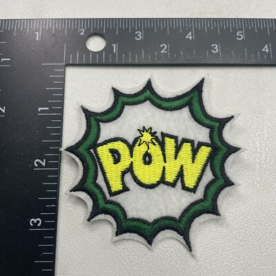 Cartoon Comic Style Caption Yellow Letter POW Patch 001M