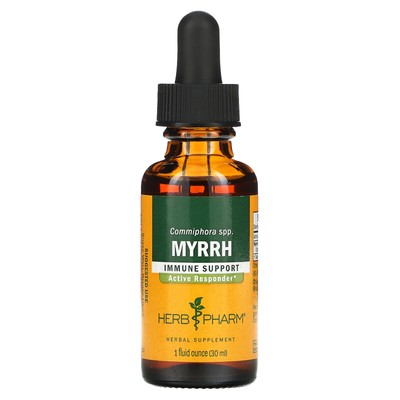 Смола сушеного на солнце дерева мирры Herb Pharm 1 жидкая унция 30 мл Без глютена