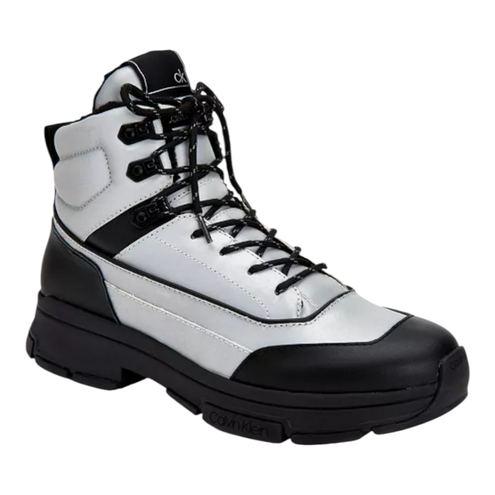 Calvin Klein Men's Cillian Fashion Boot Shoes Black / Silver Smooth Size 9.5