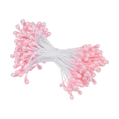 150-Pack 3mm Mini Double Heads Artificial Flower Stamen Pistil [Orange Pink]