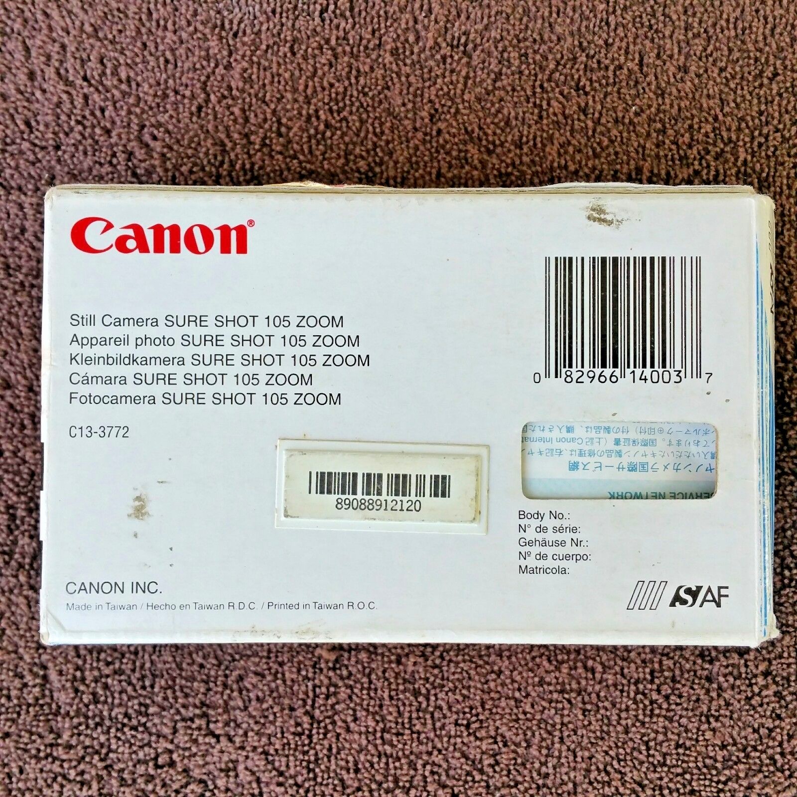 Canon Sure Shot 105 Zoom S Date 35 MM Film Camera Original Box Manual Directions