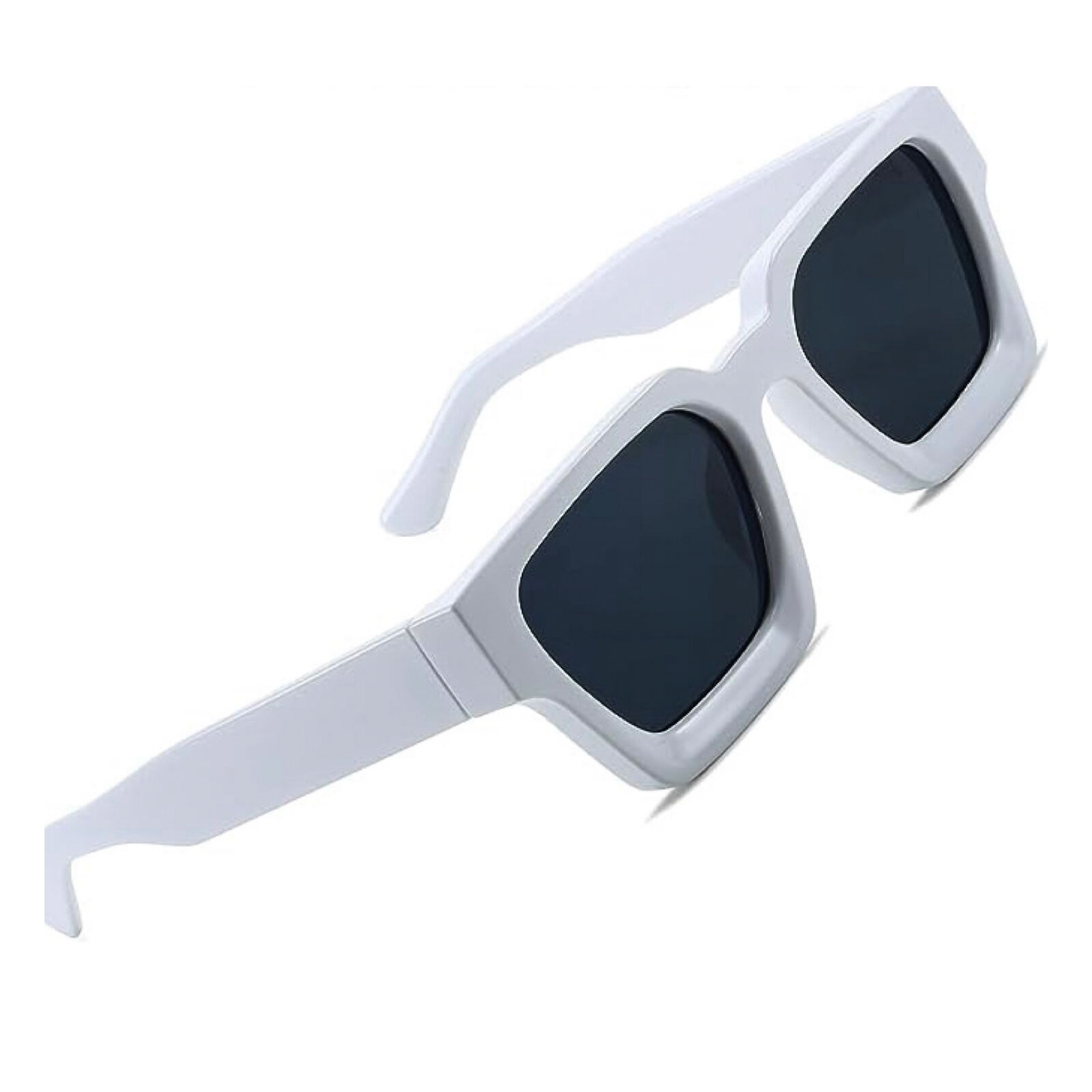 Men's Women's White Square Thick Frame Designer Style Shades Sunglasses