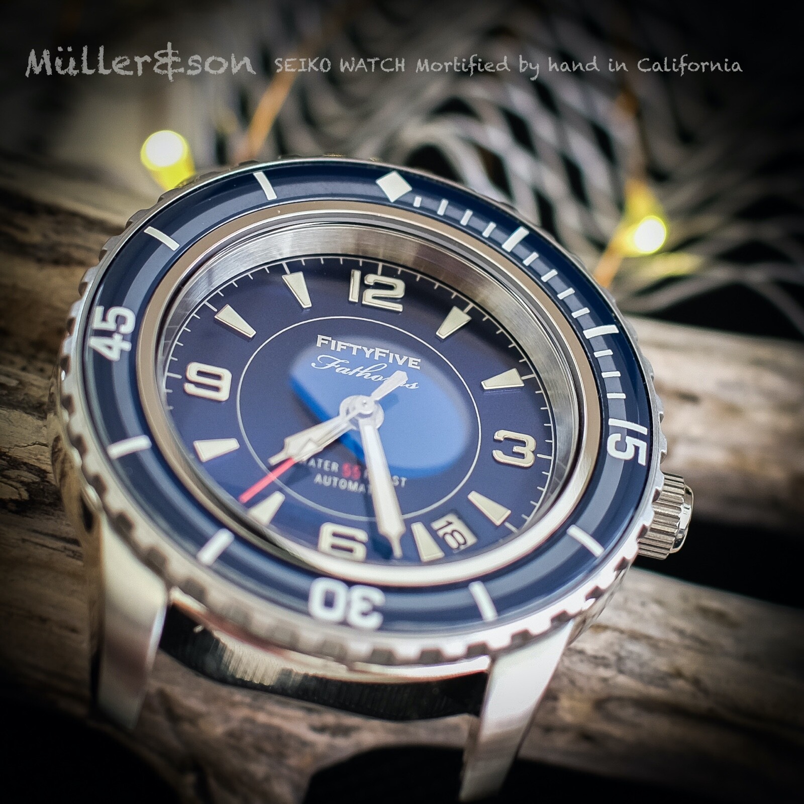 Pre-owned Müller&son Watch “modern Blue Supermod” Made From Seiko Snzh Fifty Five Fathoms
