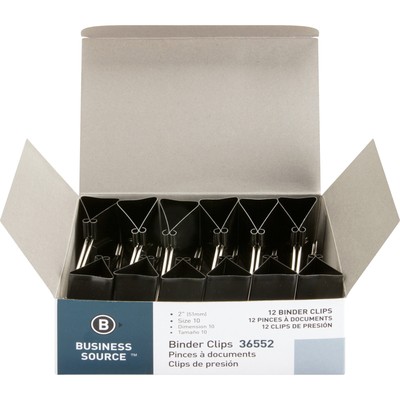 Business Source BSN36552 Fold-Back Binder Clips 12 / Dozen Black School and Work