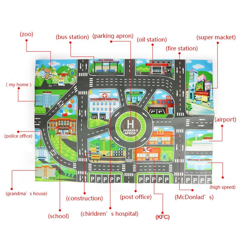 Kids Car Road Rugs City Map Play mat English Version Bedroom Rug
