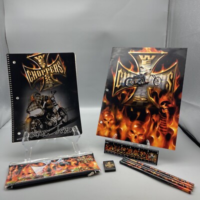 West Coast Choppers Jesse James 2004 Pencils Pouch Eraser Folder Notebook