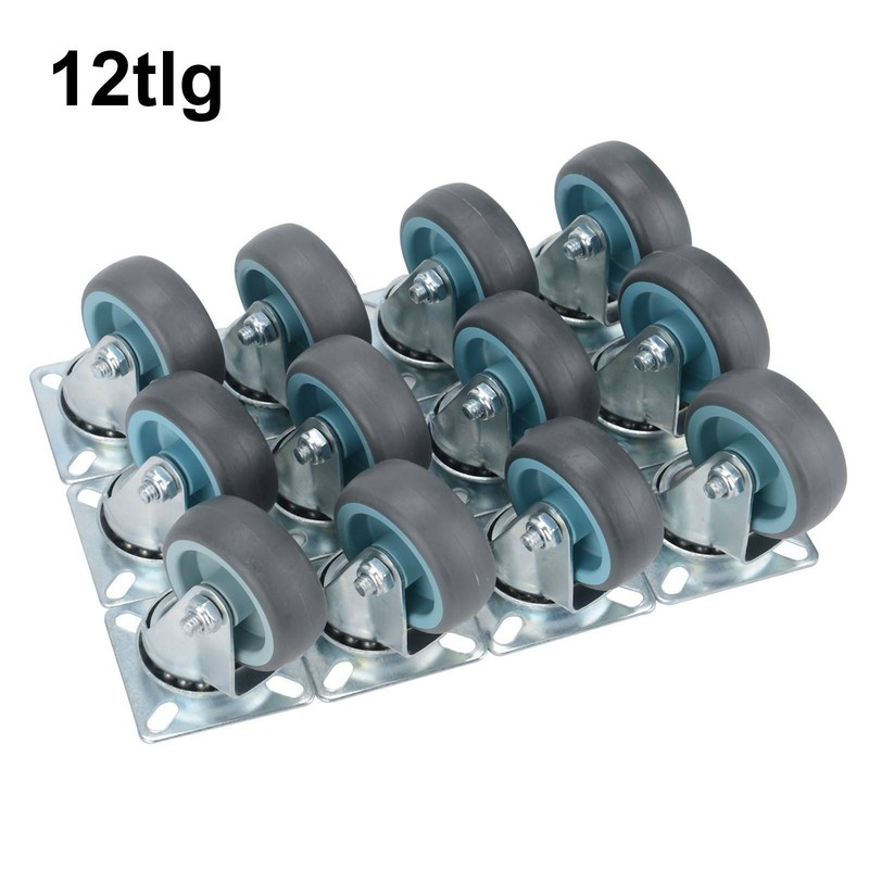 RRIUTO 12 Möbelrollen 50mm Mit M12x30mm Gewinde - Schwerlastrollen 50kg Pro Rad, 360° Drehbar