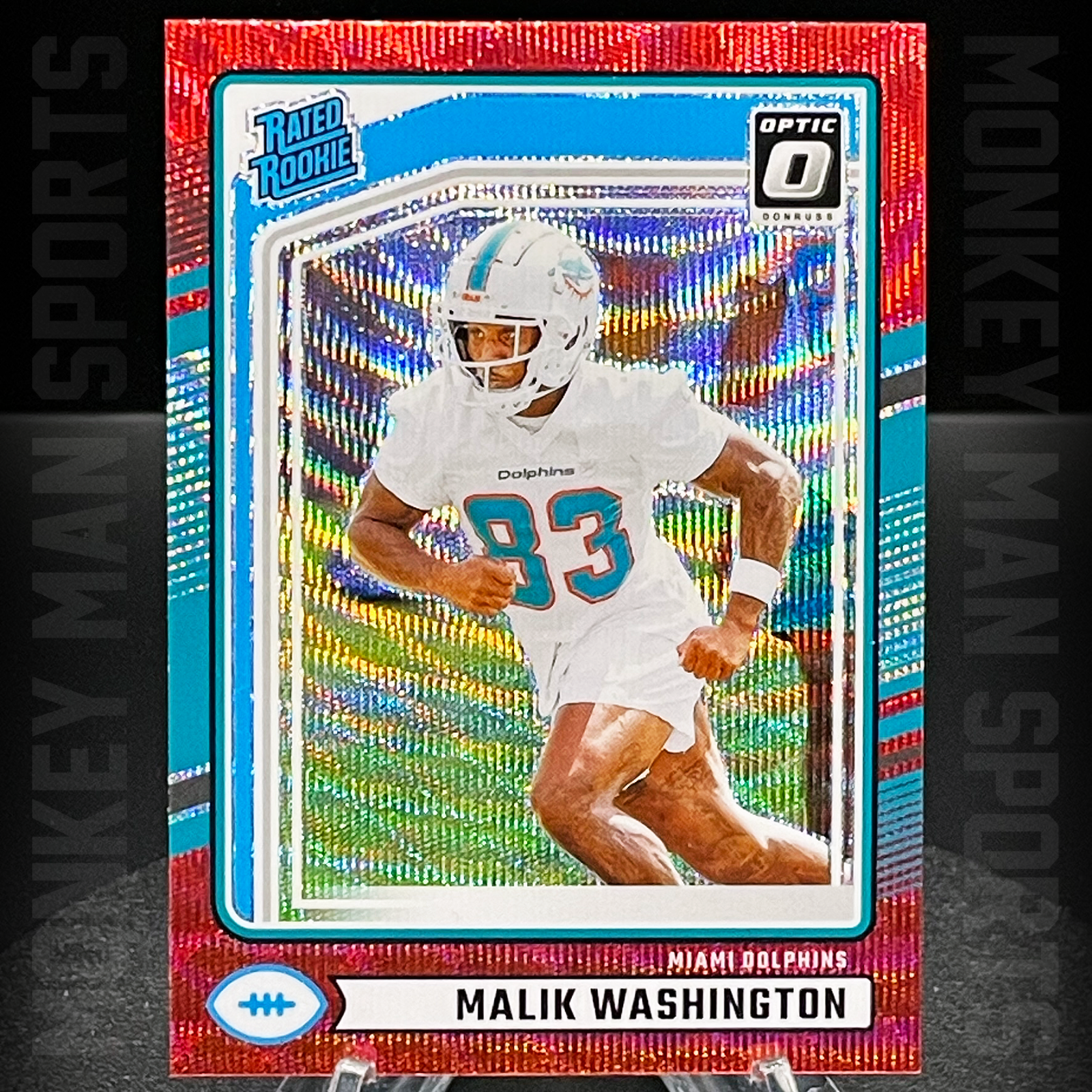 2024 Donruss - Malik Washington Rated Rookie RC - #397 RED WAVE OPTIC DOLPHINS