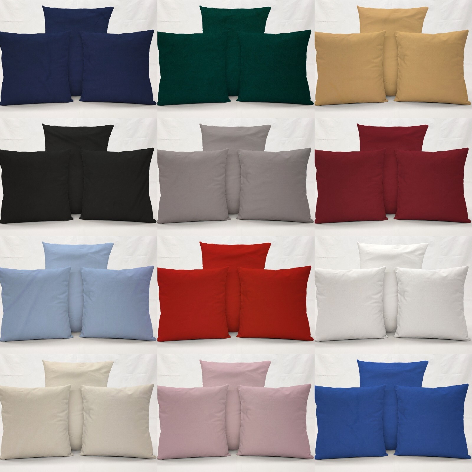 Solid Pillowcase / Pillow Cover (Many Sizes) (12 Colors Available)