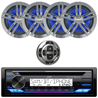 JVC KD-T92MBS Single-DIN Marine CD Receiver W/Remote, 4x 6.5'' 180W Max Speakers