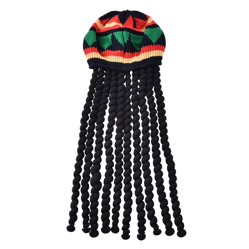 Rasta Hat Dreadlocks Wig Unisex Multicolor Cap Bucket Style Hat