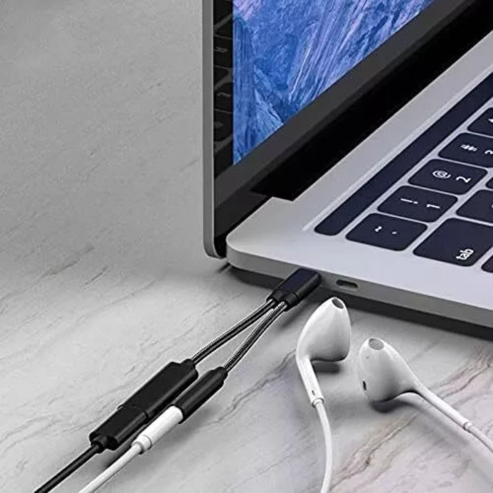 2 in 1 USB Type-C 3.5mm AUX Headphone Jack Adapter Charger For iPhone/Samsung