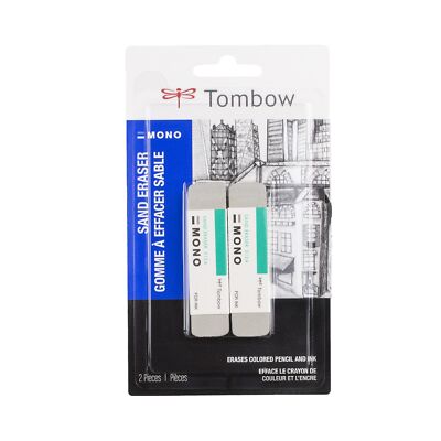 67304 MONO Sand Eraser, 2-Pack. Silica Eraser Designed to Remove Colored Penc...