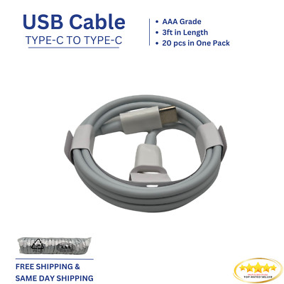 3ft 20x Lot of USB-C to USB-C Cable Charging Cord Type C Charger Wholesale Bulk