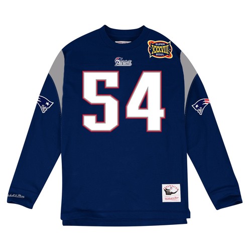 Мужская футболка Mitchell & Ness NFL с длинным рукавом и номером New England Patriots