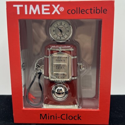 Vintage Timex Red Collectible Gas Pump Mini Clock