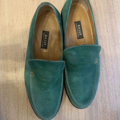bally mens green Suede loafers/ dress 