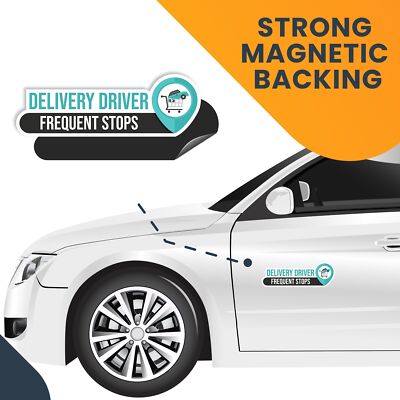 Magnet Me Up Black and Blue Frequent Stops Delivery Driver Magnet Decal, 8x3 in