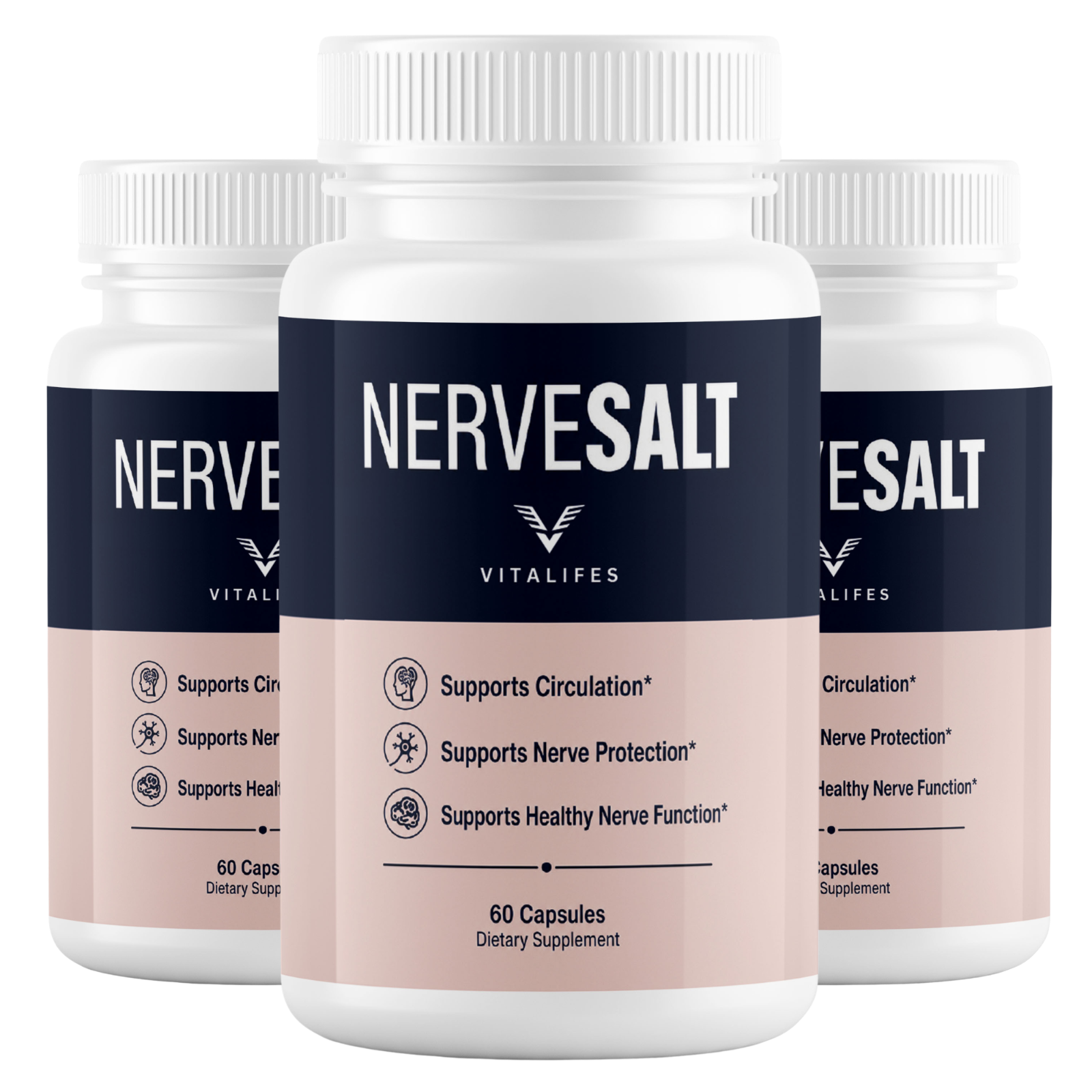 (3 Pack) NerveSalt Nootropic Natural Nerve Support Formula Nerve Salt 180 Caps