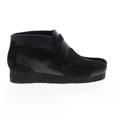 

Clarks Wallabee Patch 26163957 Женские черные замшевые ботинки Chukkas со шнуровкой, Черный, Clarks Wallabee Patch