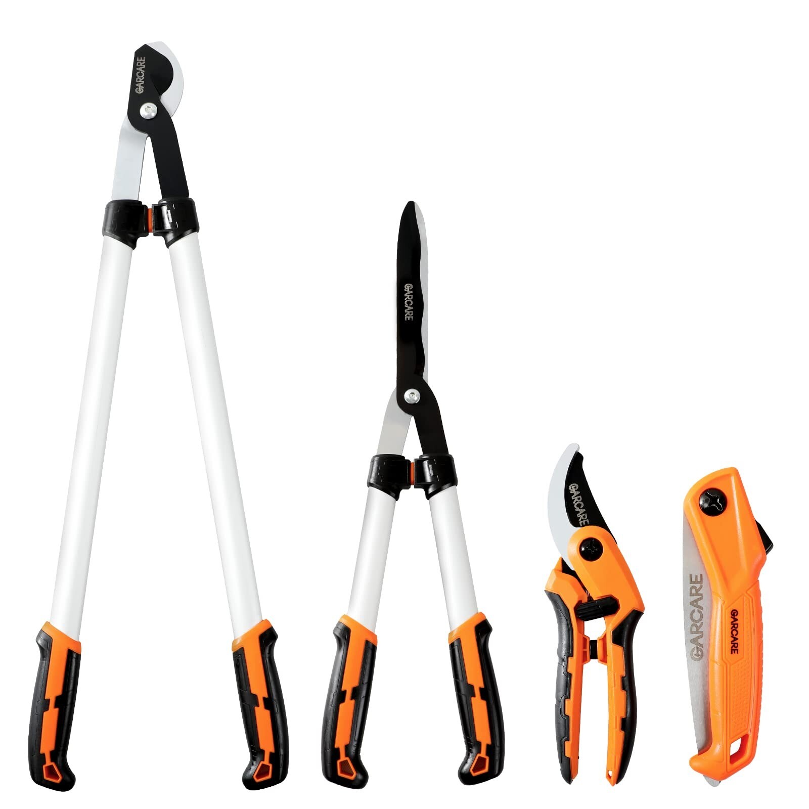 GARCARE 4 in 1 Manual Hedge Sheers Set High Carbon Steel Folding Saw, Cut Kit
