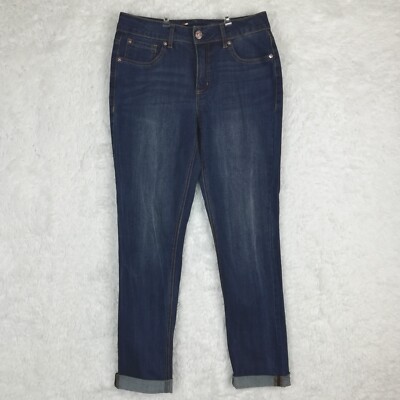 Seven7 Womens Jeans Weekend Slim Fit Blue Denim Dark Wash Mid Rise Whiskering 4