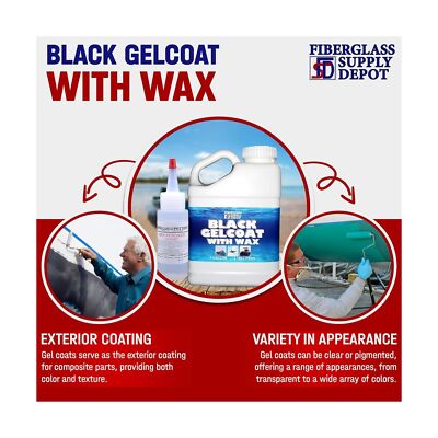 Black Gelcoat With Wax Gallon with 60cc Hardener (MEKP)