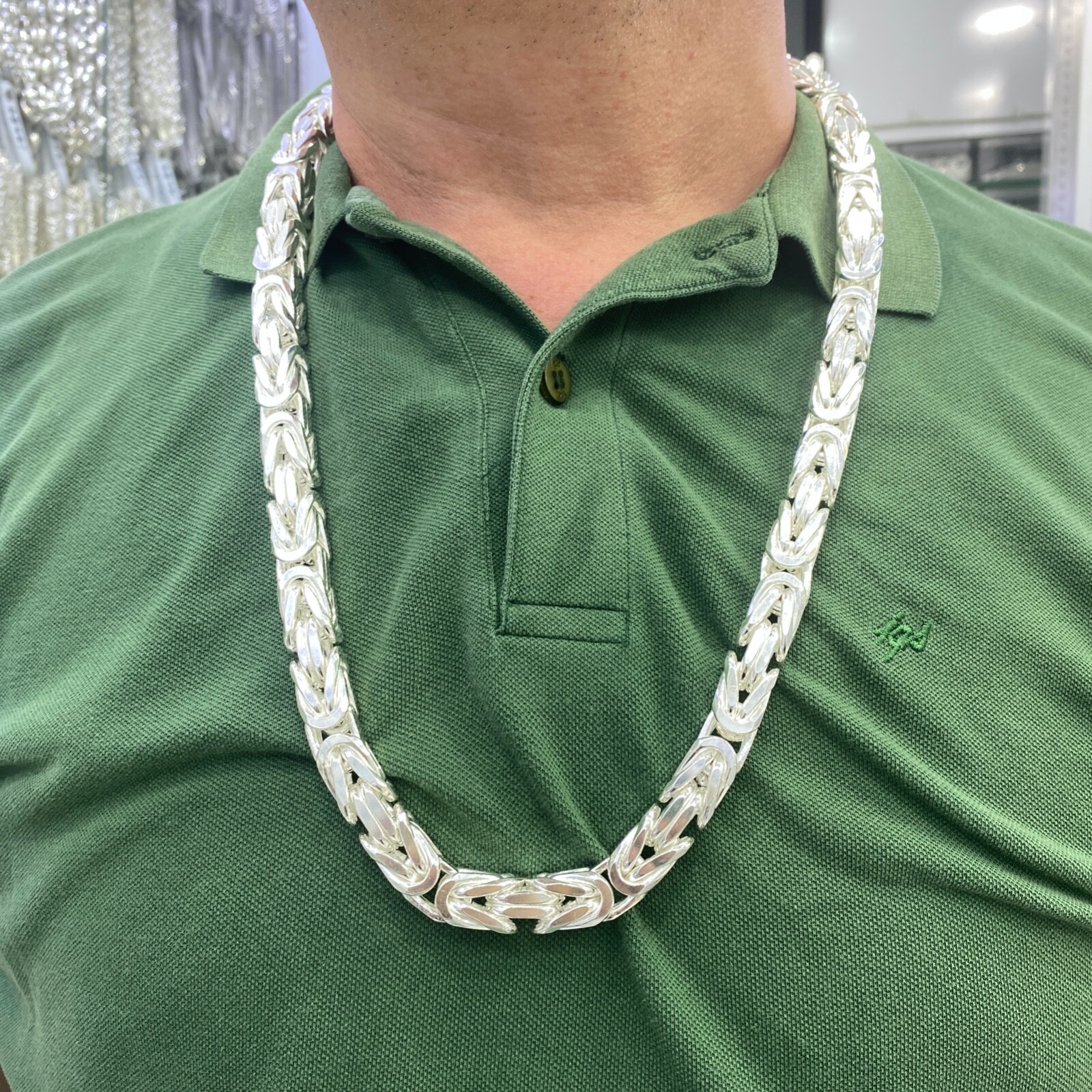 Pre-owned Handmade 12mm Byzantine Mens Silver Chain 925 Solid Sterling Silver 615gr 31.10"