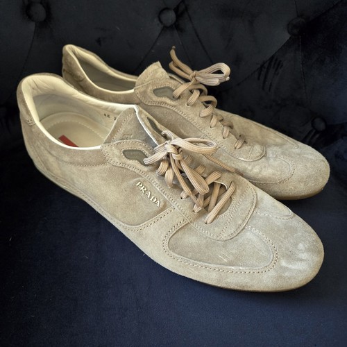 24PF new/PRADA Tトゥロートップスニーカー Sneakers Beige Prada Downtown Nappa Leather Sneakers | Saks Fifth Avenue