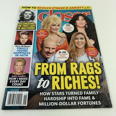 DOLLY PARTON CHER CELINE RAGS TO RICHES IRENE DUNNE CLOSER NOVEMBER 2020