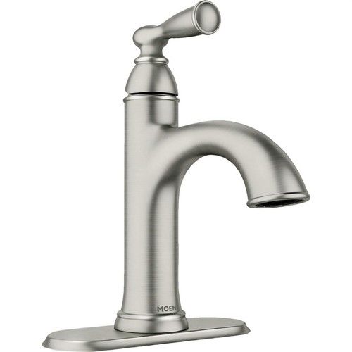 MOEN Banbury 84945SRN One-Handle Single-Hole Bathroom Faucet with Deck Plate in