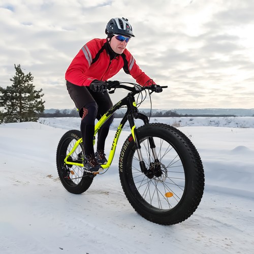 Mens Fat Tire Mountain Bike 26-Inch MTB 4-Inch Wide Knobby Tires 7-Speed Adult