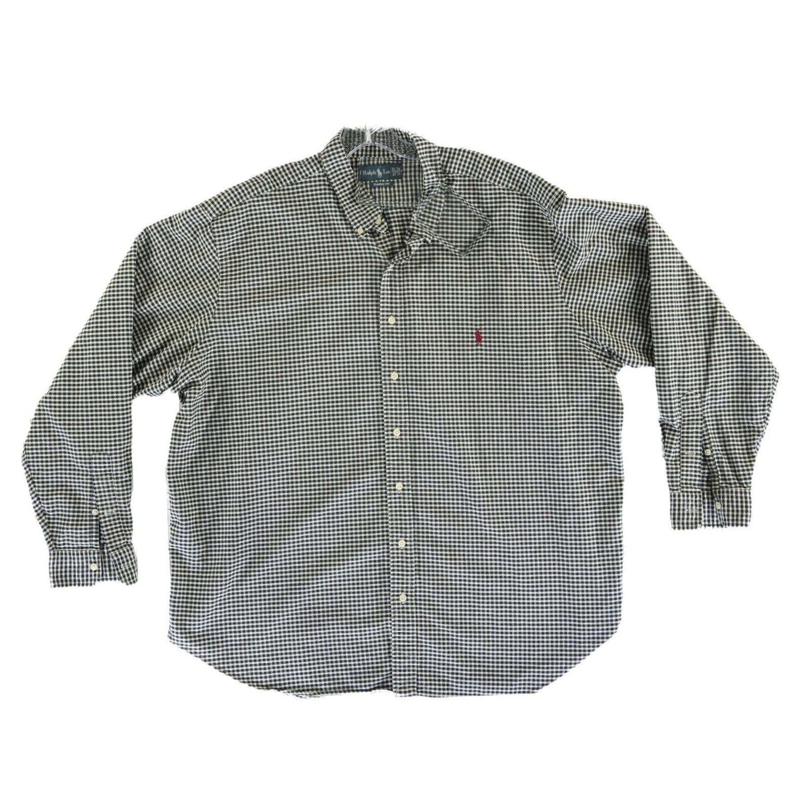 Ralph Lauren Brown Gingham Shirt Men Size 2XB Big Classic Fit Button Down Pony
