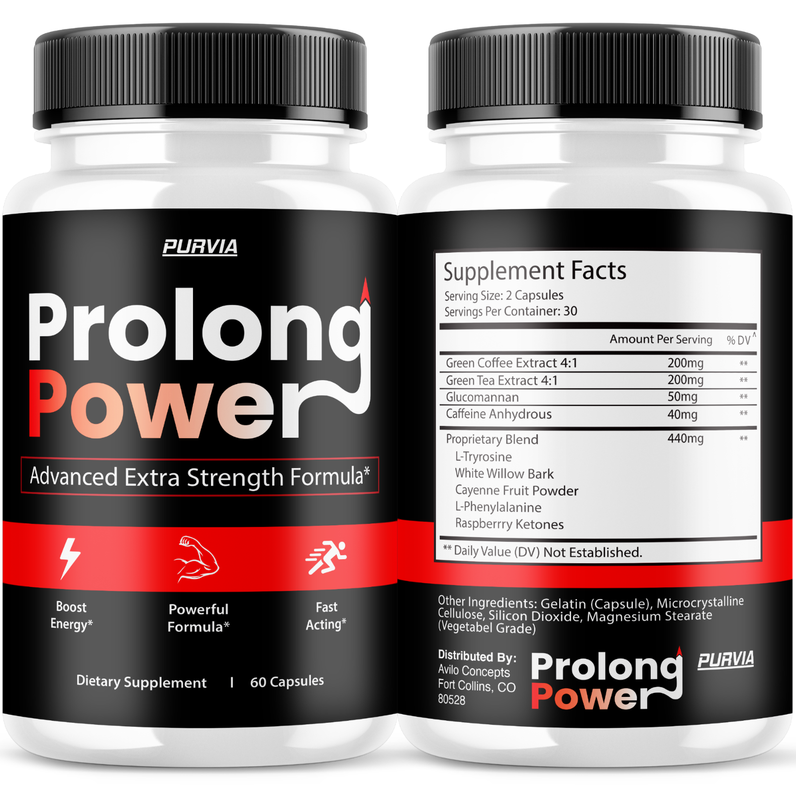 (2 Pack) Prolong Power Pills for Men Supplement Prolong Capsules Pro Long Power