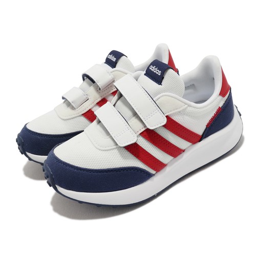 

adidas Run 70S CF K Белые темно-красные детские кроссовки на ремешках для дошкольников GW0333, Белый, Run 70s Cf K